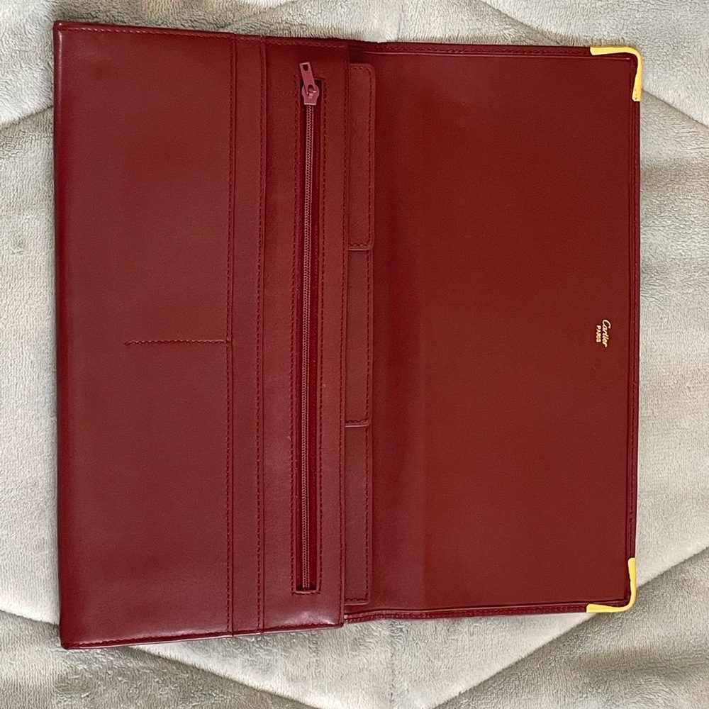 SOLD: Vintage Cartier Clutch Wine/Burgundy with Gold Hardware ❤️❤️❤️ - Picture 9 of 16